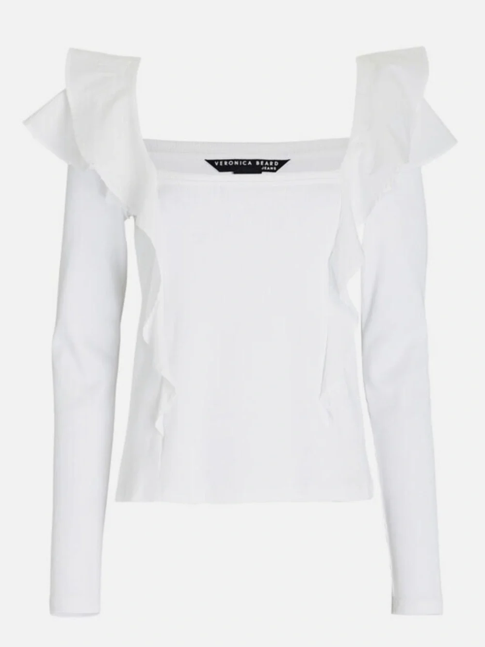 Veronica Beard White Long Sleeve Gidea Ruffled Poplin Shirt NWT - Picture 1 of 8